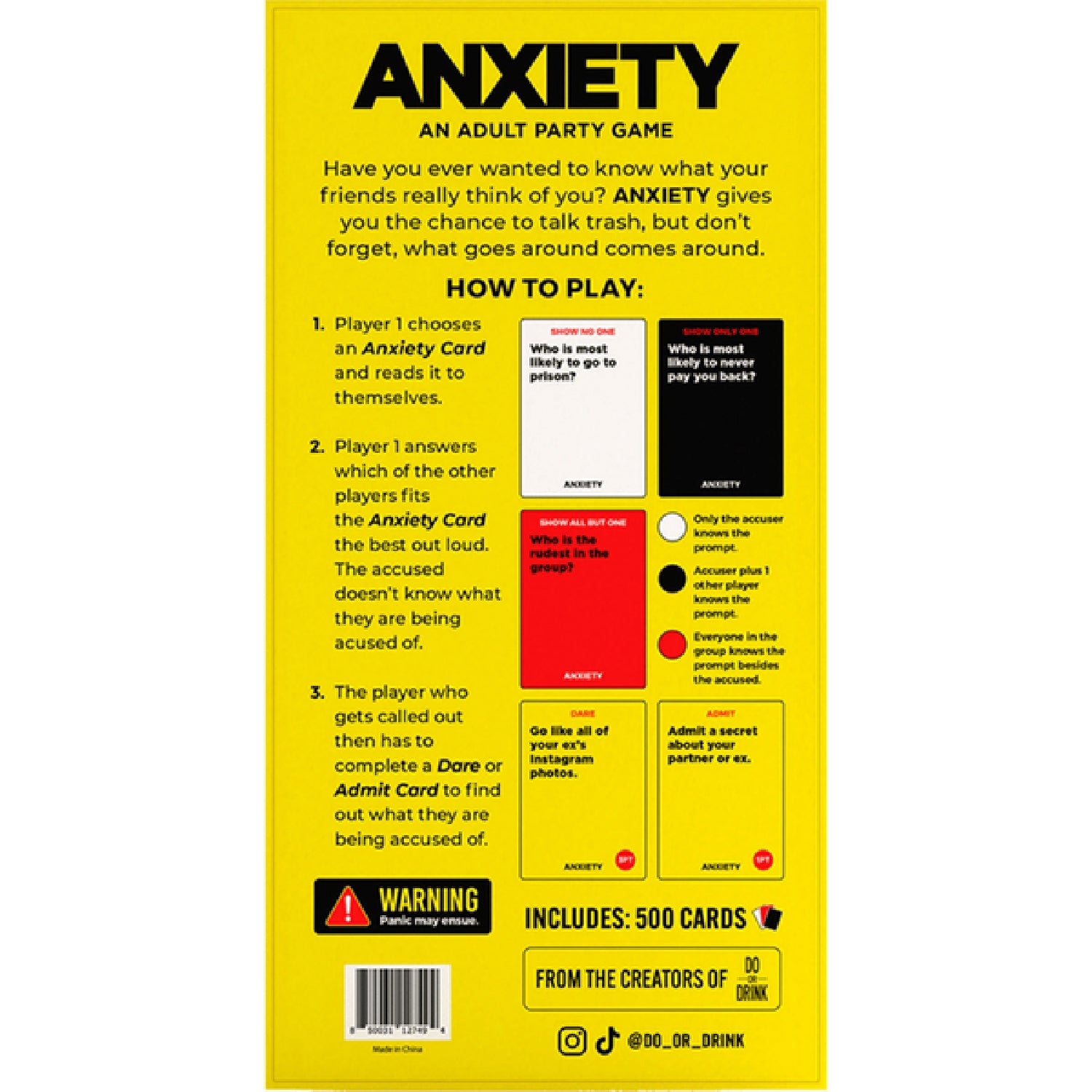 Anxiety Party Card Game for Adults – Social Game for 4+ Players Ages 17+ > Novelties > Card Games