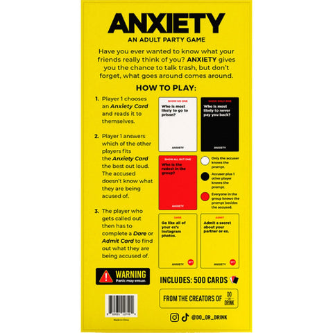 Anxiety Party Card Game for Adults – Social Game for 4+ Players Ages 17+ > Novelties > Card Games