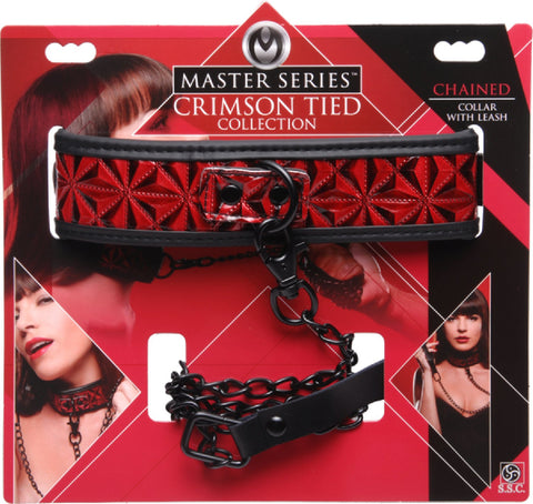 Crimson Tied Collar With Leash – Adjustable Collar and Leash Set One Size > Bondage Gear > Collars & Leashes
