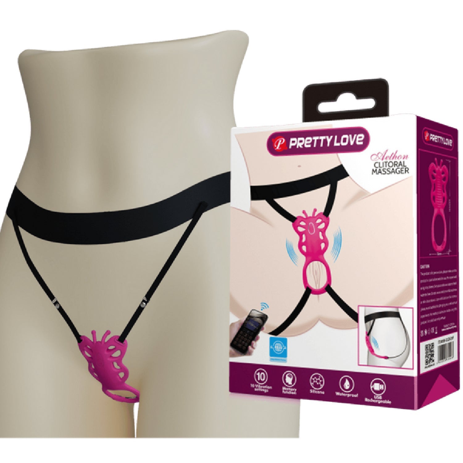 PrettyLove Aethon – Rechargeable Strap-On Butterfly Massager With App Control and 10 Vibration Patterns > Sex Toys For Ladies > Panty Vibes