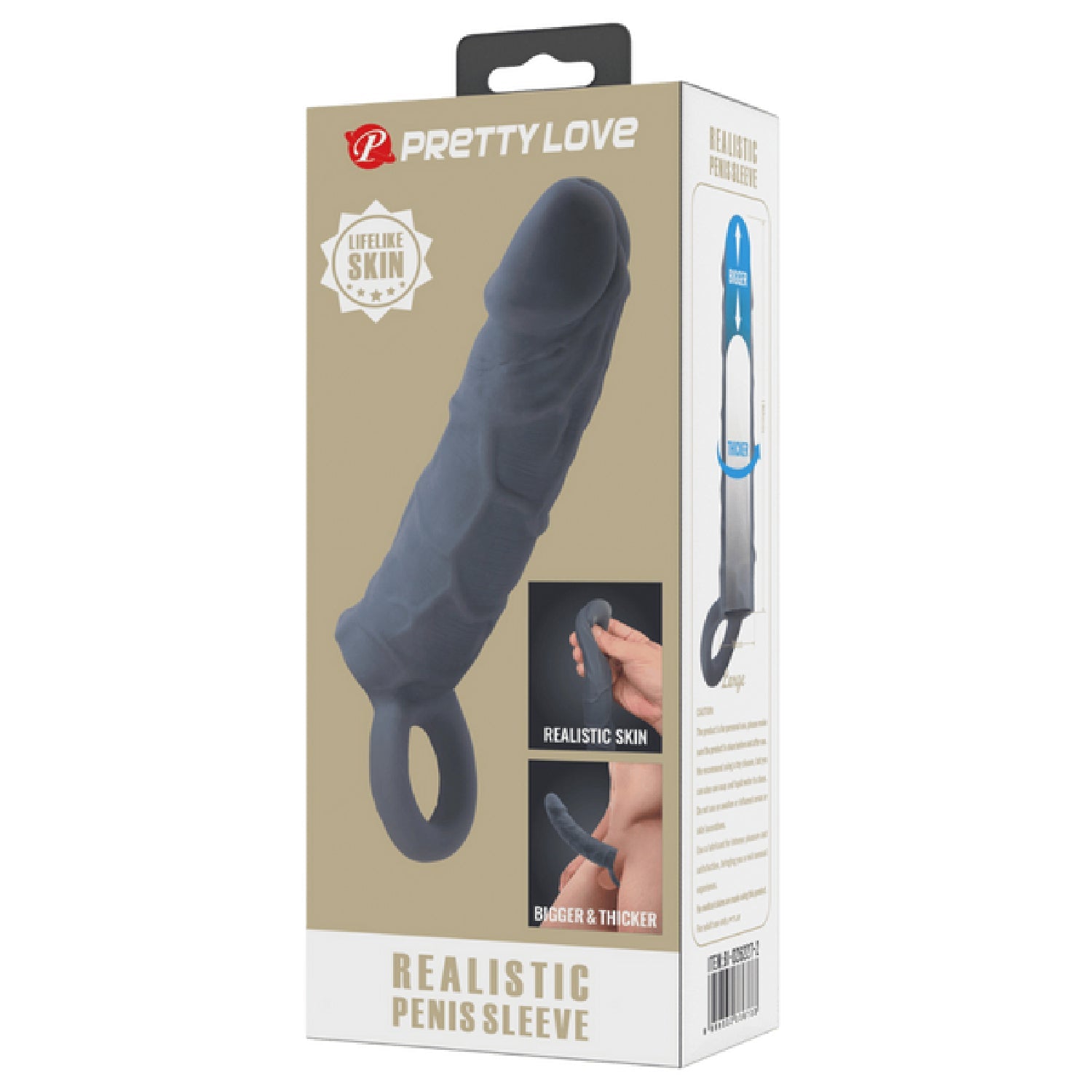 Realistic Spearhead Veiny Penis Sleeve – Enlargement Sleeve with Strap > Sex Toys For Men > Penis Sleeves