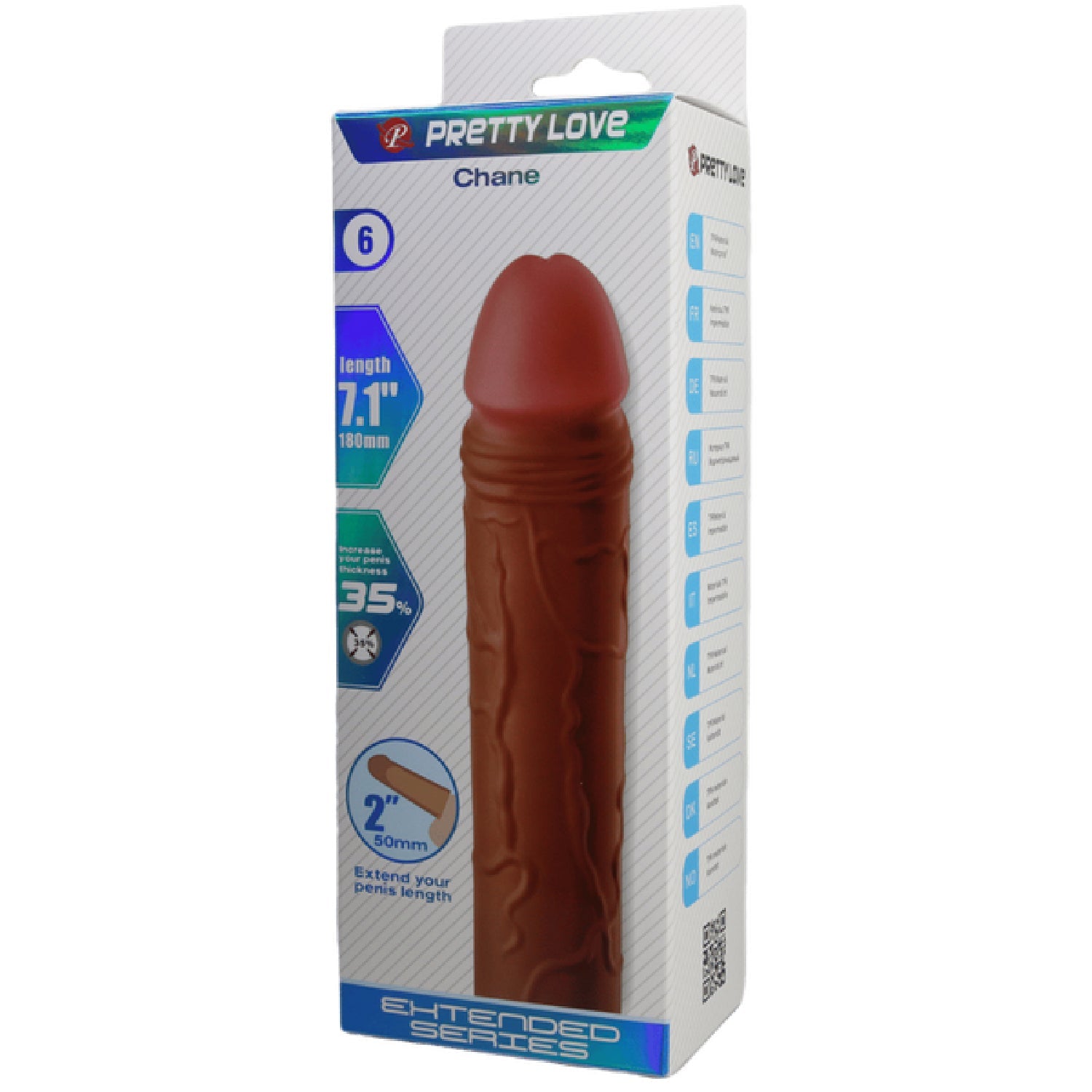 Chane 7.1 Inch Penis Extender Sleeve – Ultra Realistic Textured Sleeve > Sex Toys For Men > Penis Sleeves