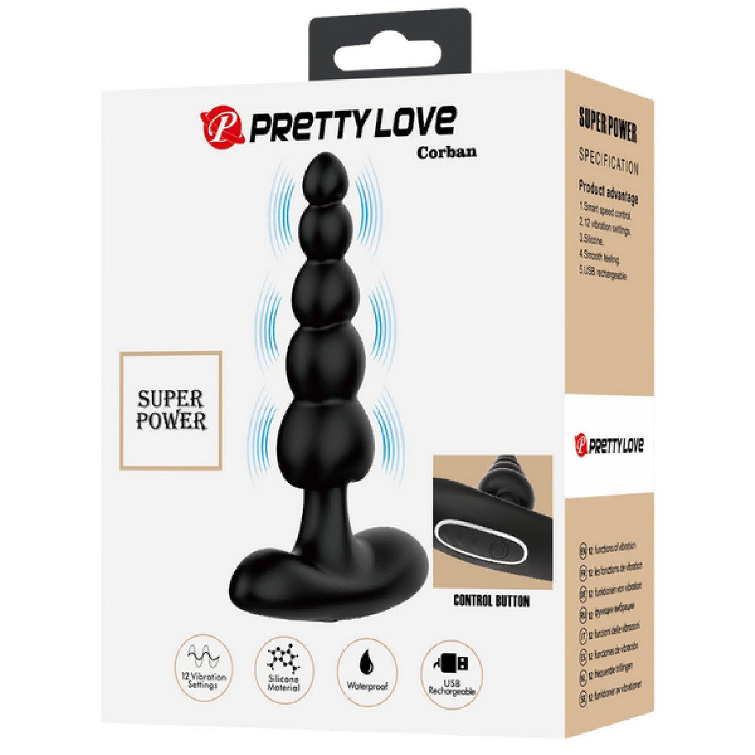 Corban Rechargeable Butt Plug – Flexible Graduated Anal Beads Sex Toy Secondary image
