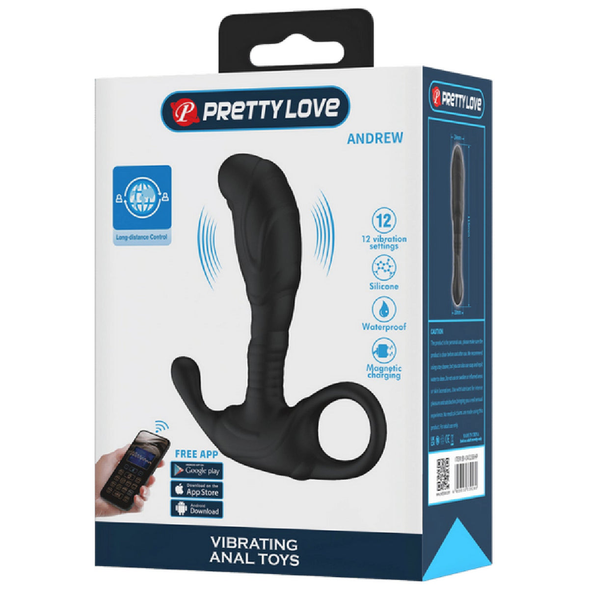 Andrew Prostate Probe – App-Controlled, 12-Mode, Wearable With Retrieval Tail Prostate Vibrator > Anal Range > Prostate Plugs