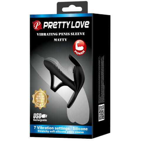 Matty Vibrating Penis Sleeve and Clitoral Stimulator – Silicone Sleeve and Stimulator Set > Sex Toys For Men > Penis Sleeves
