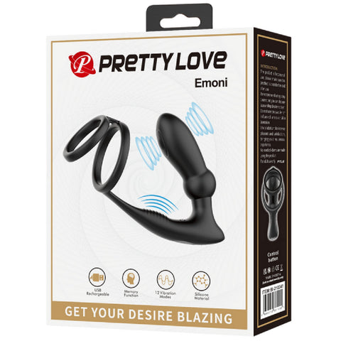 Emoni Rechargeable Vibrating Secure Hold Cock And Ball Ring With Attached Butt Plug > Anal Range > Prostate Plugs
