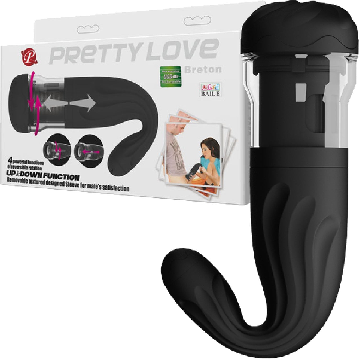 Pretty Love Breton – Rechargeable Male Masturbator with Rotation and Thrust Functions One Size > Sex Toys For Men > Masturbators > Vibrating