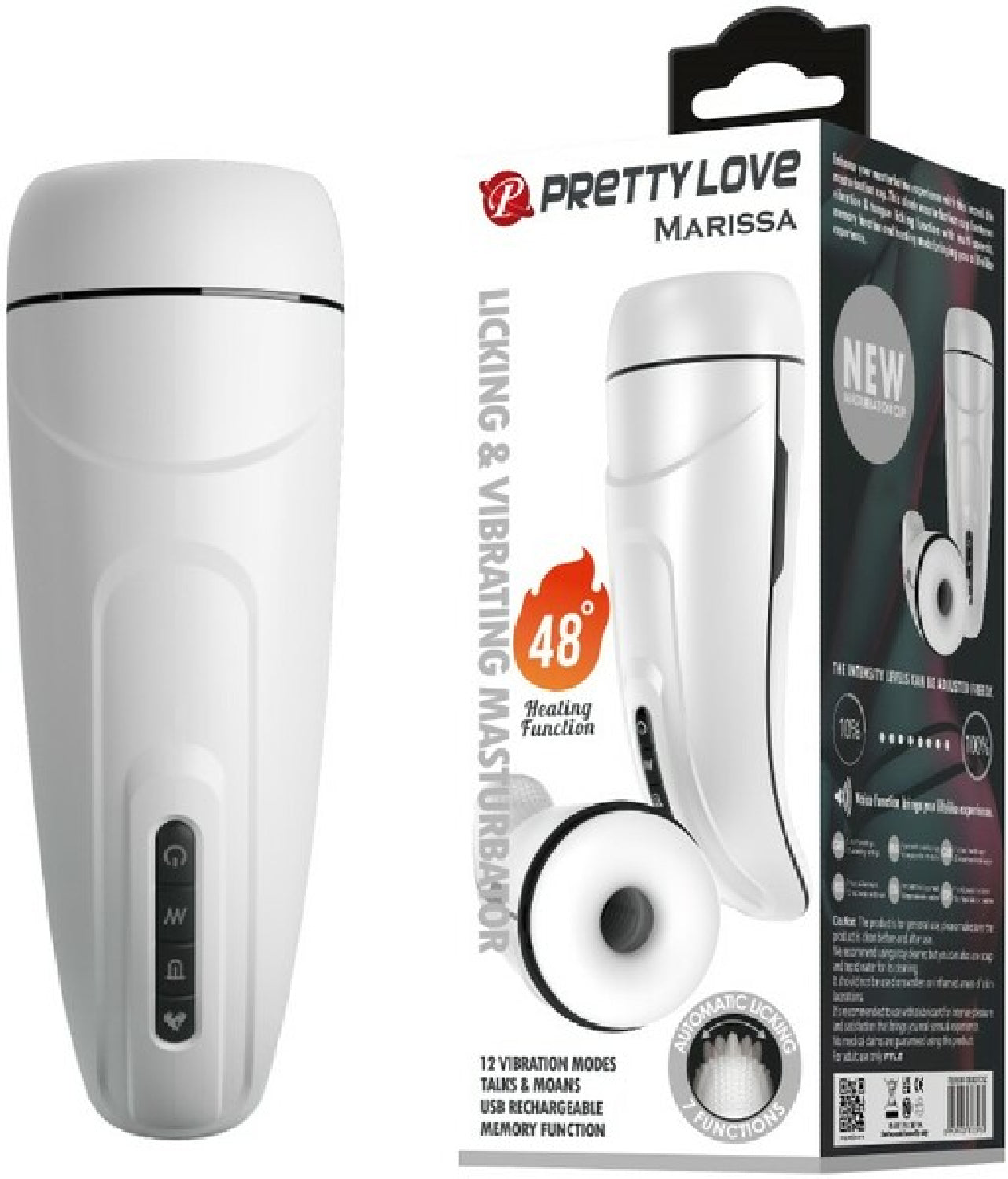 Pretty Love Marissa – Rechargeable Licking and Vibrating Masturbator with 7 Patterns and 12 Intensity Levels > Sex Toys For Men > Masturbators Premium