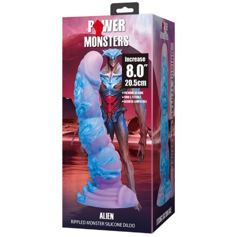 Alien 8 Inch Monster Dildo – Ribbed Texture with Suction Base One Size > Dildos > Fantasy