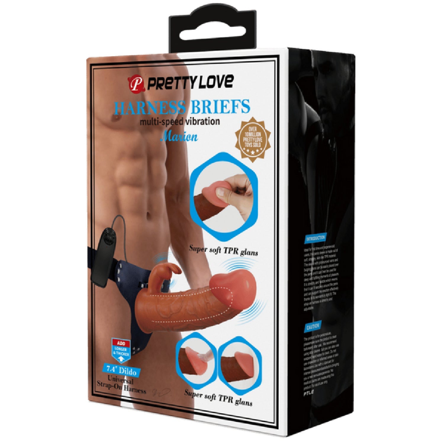PrettyLove Vibrating Marion Strap-On Harness – Adjustable Nylon Strap-On Harness with 7.4 Inch Dildo One Size > Dildos > Strap On Dildos