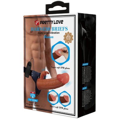 PrettyLove Vibrating Marion Strap-On Harness – Adjustable Nylon Strap-On Harness with 7.4 Inch Dildo One Size > Dildos > Strap On Dildos
