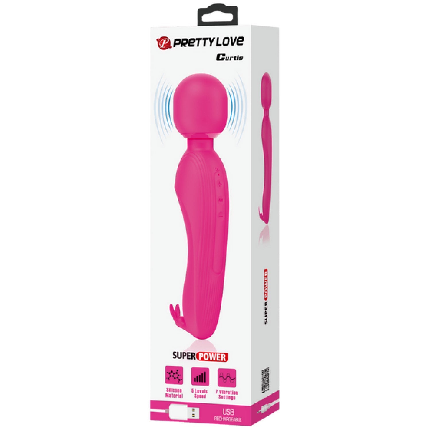 Pretty Love Curtis Wand – Rechargeable Silicone Wand Vibrator with Rabbit Ears > Sex Toys > Massage Wands