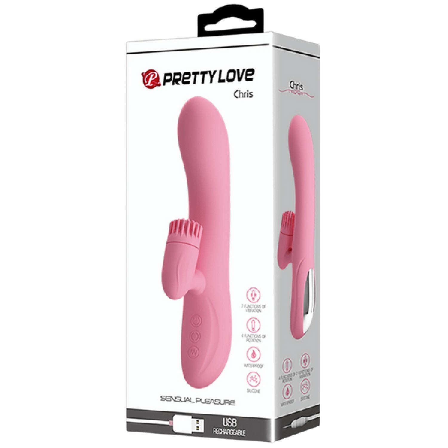 Chris Rechargeable Rotating Tongue Rabbit Vibrator > Vibrators > Ladies > Rabbit Multi