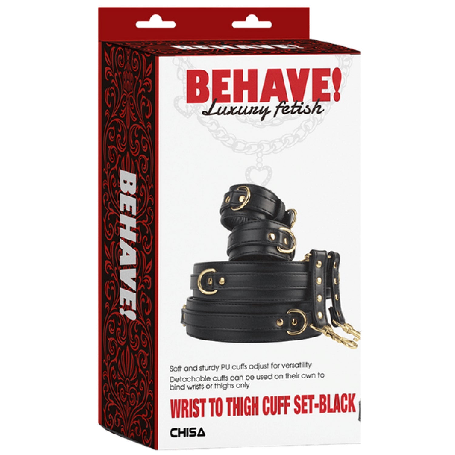 Wrist to Thigh Cuff Set – Adjustable Soft PU Cuffs Restraint Set Secondary image