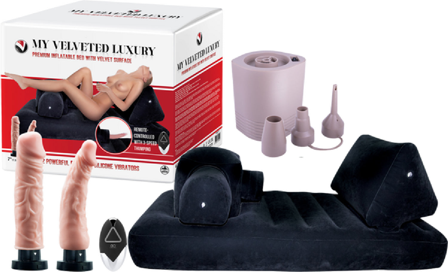 Premium Inflatable Bed with Velvet Surface and 2 Silicone Vibrators – Remote-Controlled Bed Set > Sex Toys > Sex Positioners