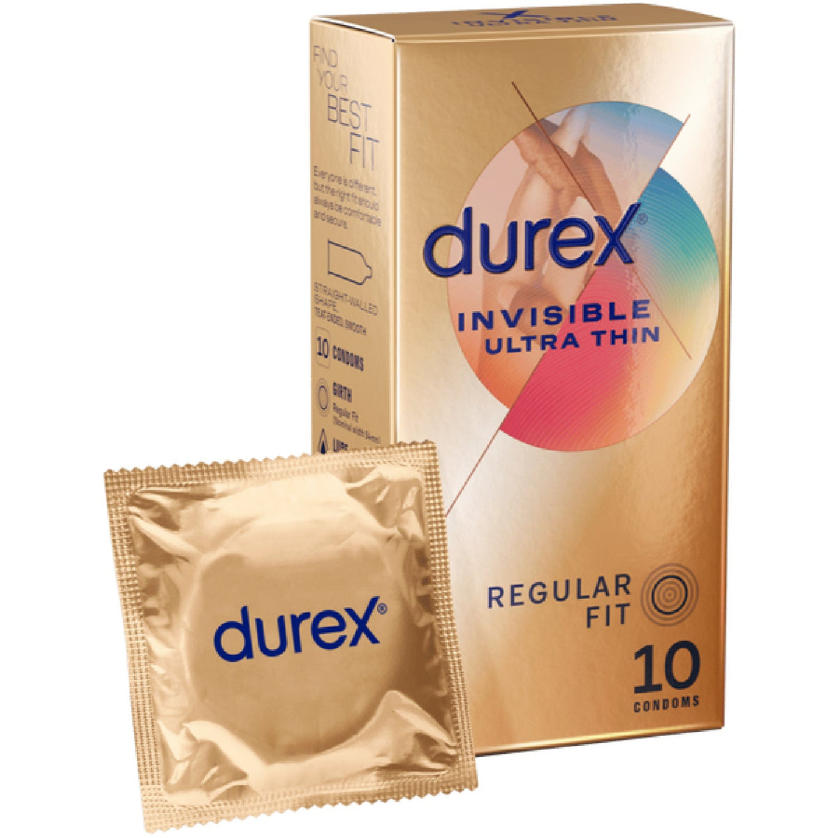 Durex Invisible Regular – Ultra Thin 54mm Nominal Width Condoms 10 Pack > Essentials > Condoms
