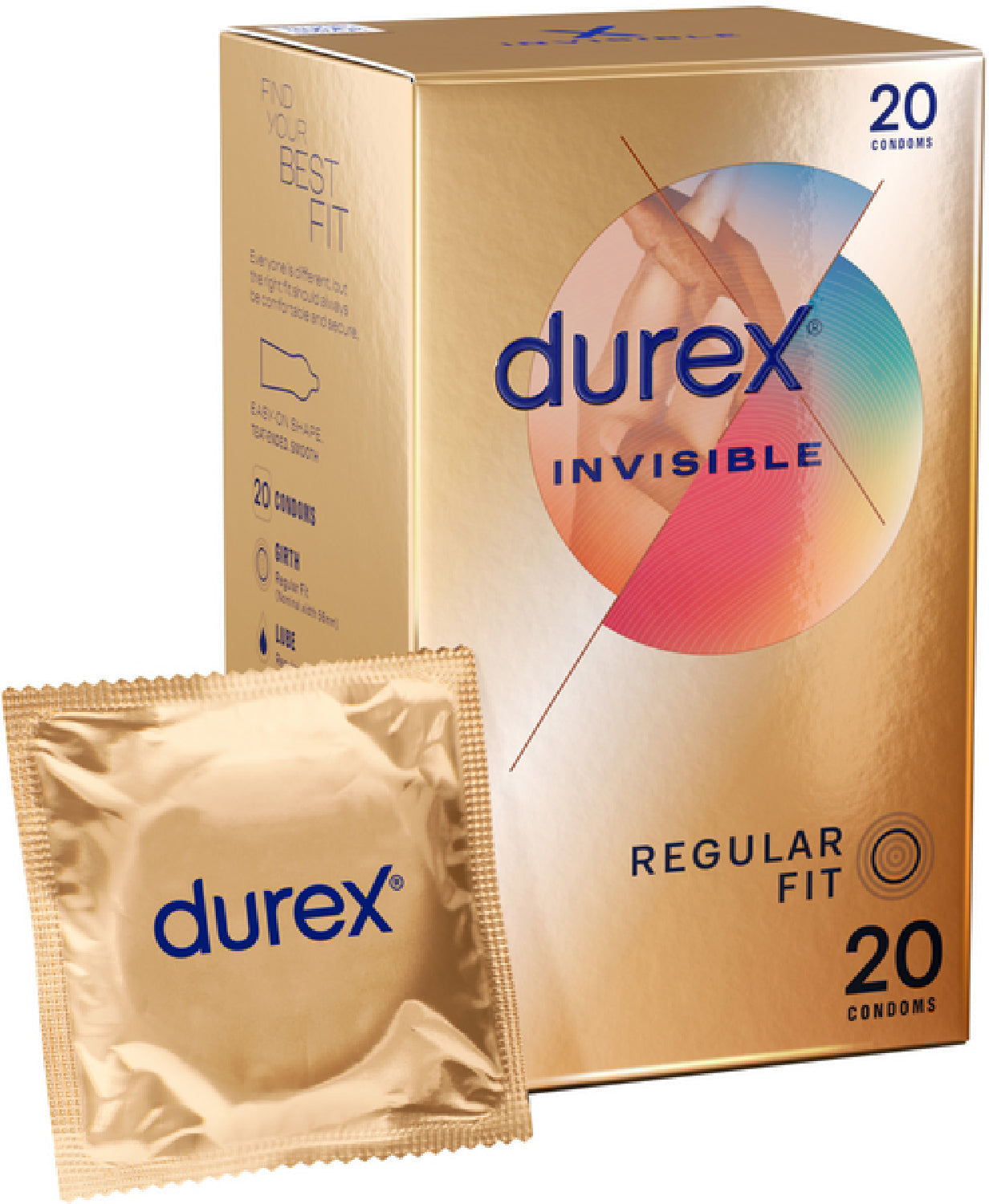 Durex Invisible Regular Fit – 56mm Thinnest Sensitivity Maximizing Condoms 20 Pack > Essentials > Condoms