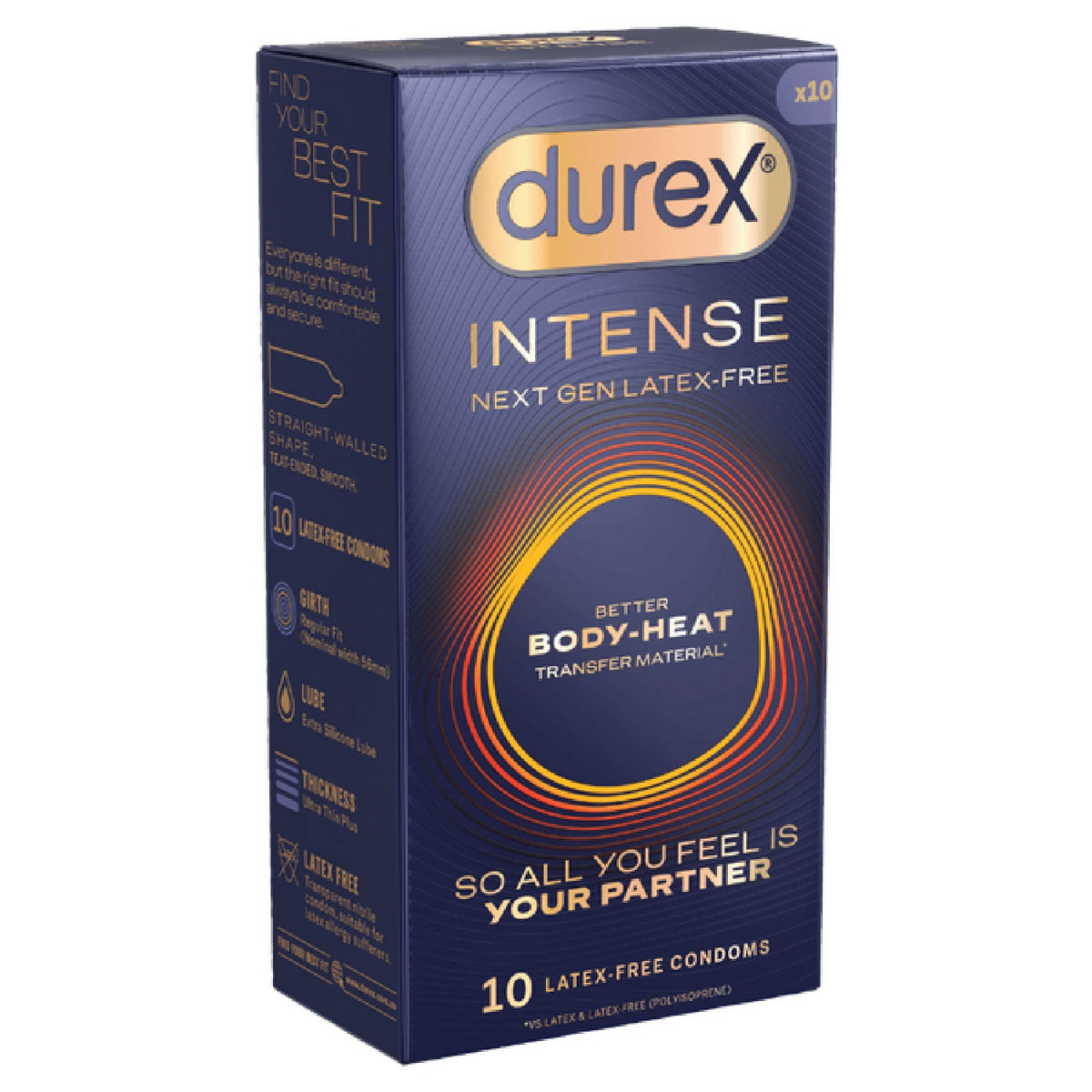 Durex Intense Regular – BodyFeel Material Latex-Free Condom 10 Pack > Essentials > Condoms > Non-Latex