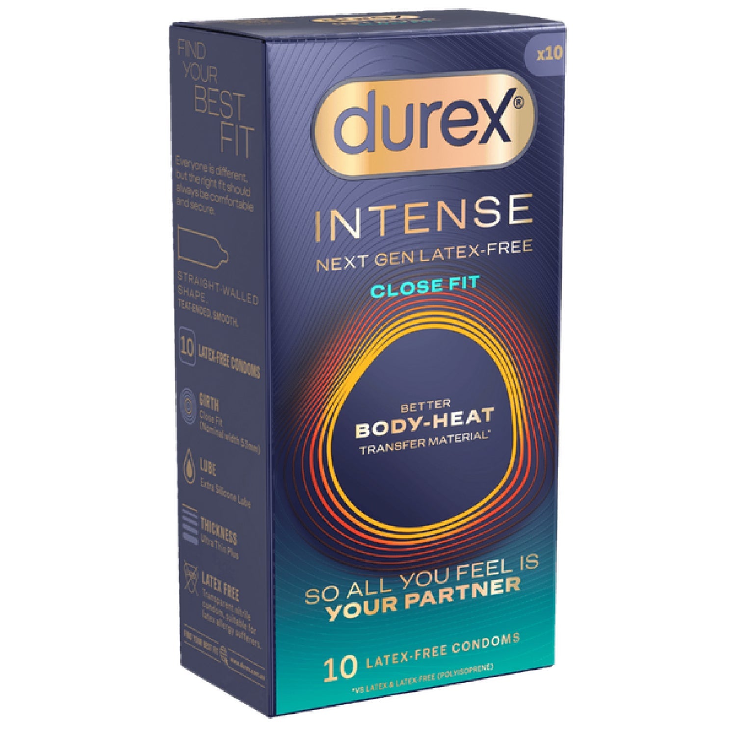 Durex Intense Close Fit – Next-Gen Latex-Free Premium Condoms 10 Pack One Size > Essentials > Condoms
