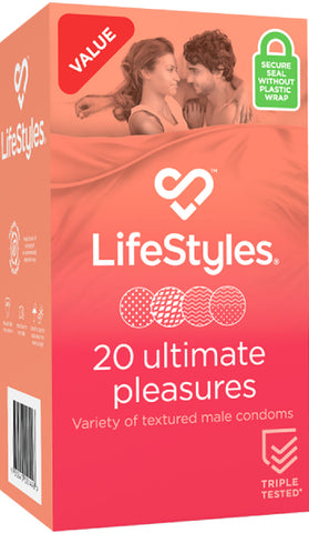 LifeStyles Ultimate Pleasures Variety Textured Condoms – Pack of 20 Condoms > Essentials > Condoms