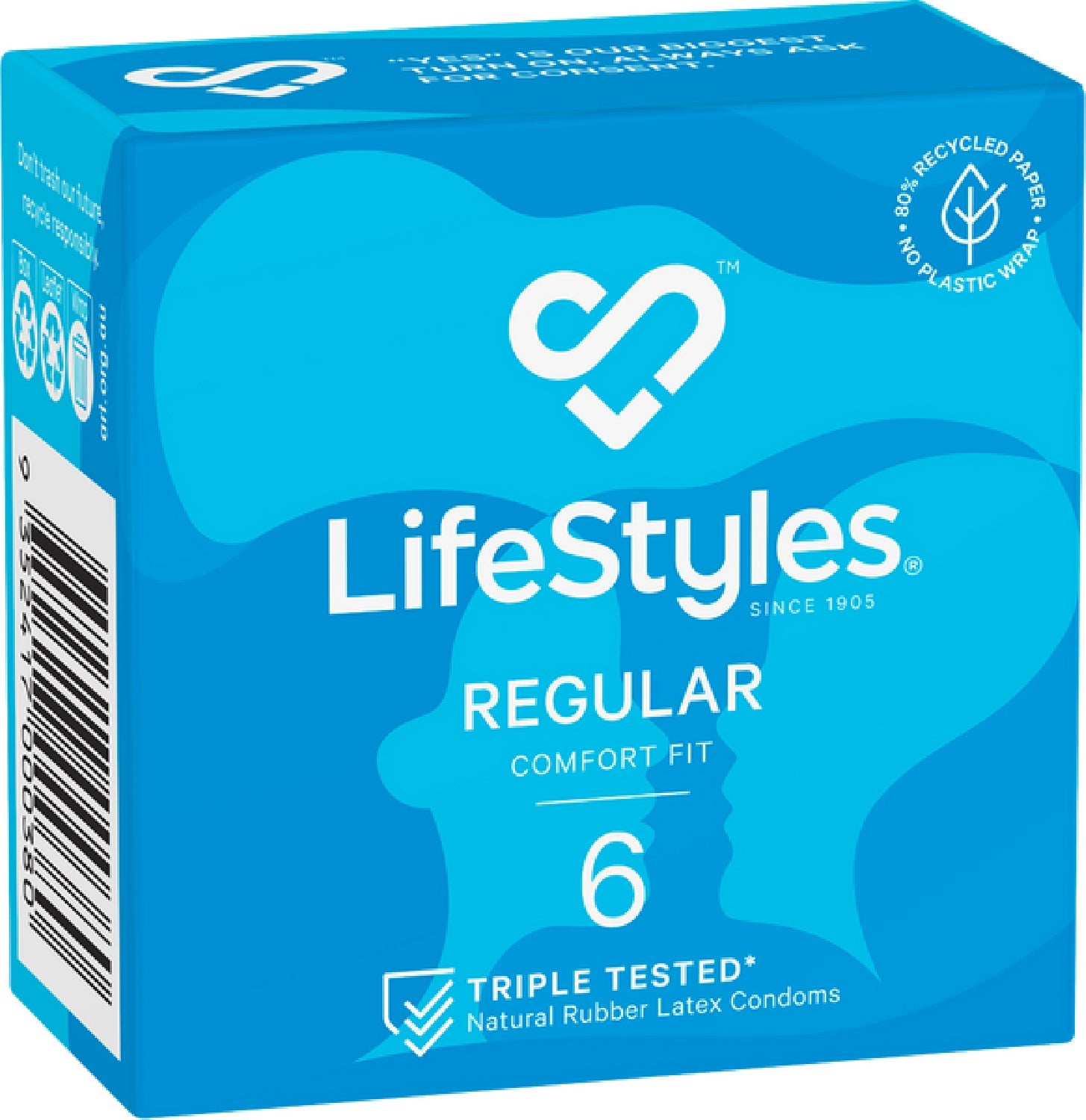 LifeStyles Regular Easy-Fit 54mm Nominal Width Latex Condoms 6 Pack One Size > Essentials > Condoms