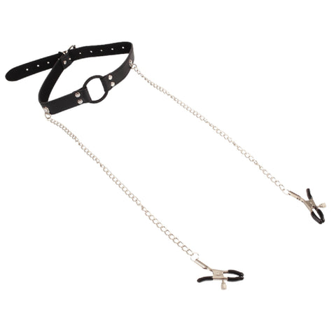 Breathable O-Ring Gag with Nipple Clamps – BDSM Accessory > Sex Toys > Nipple Clamps