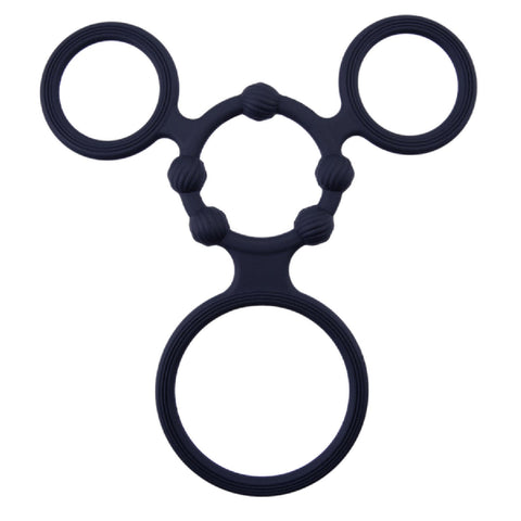 Triple Ring With Ball Stretcher – Stretchy Durable Silicone Ball Stretcher > Sex Toys For Men >