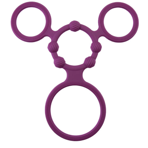 Triple Ring With Ball Stretcher – Stretchy Durable Silicone Ball Stretcher > Sex Toys For Men >
