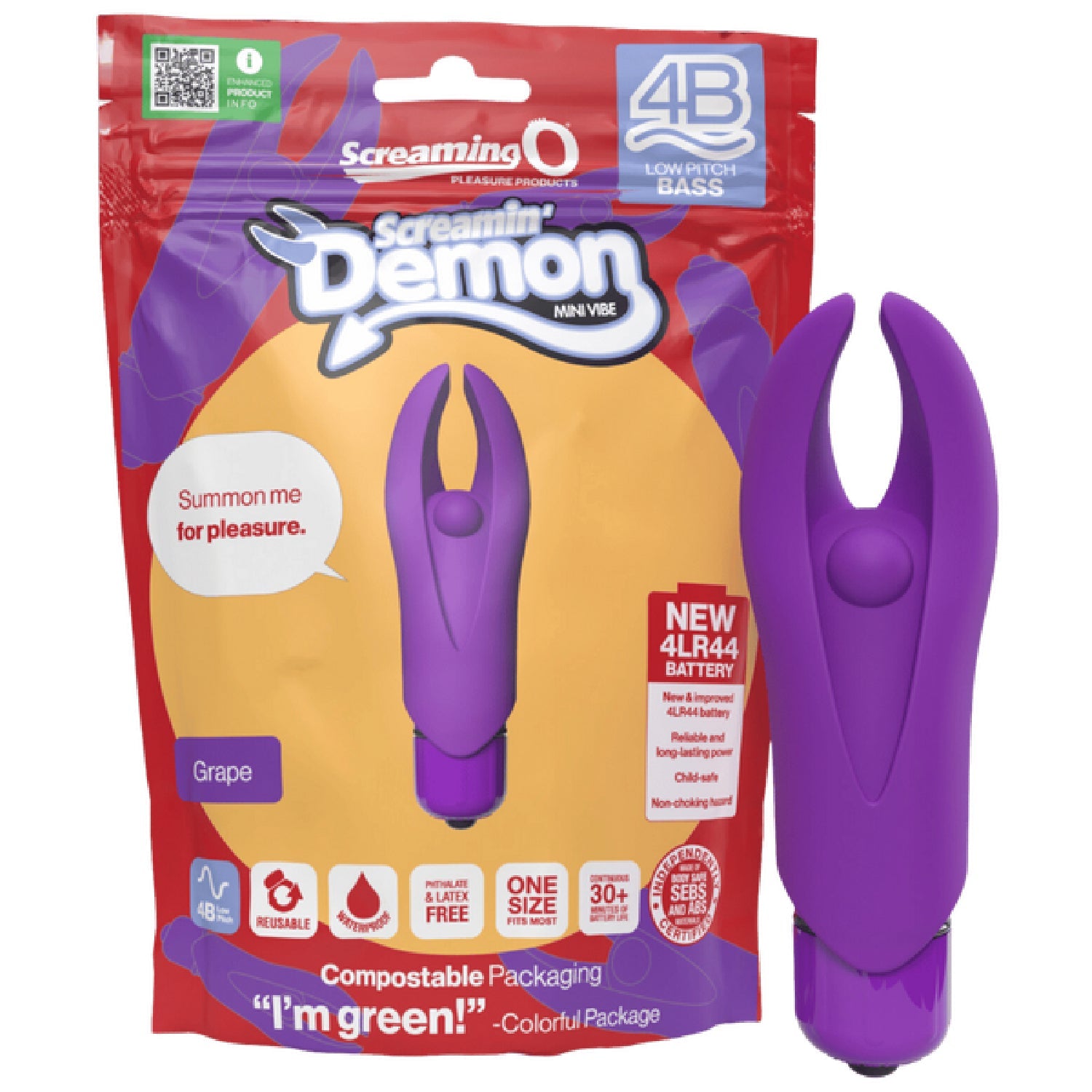 Demon 4B Low Pitch Bass – Deep-Rumbling 5-Speed Vibrator with Silicone Horns > Vibrators > Mini Vibrators