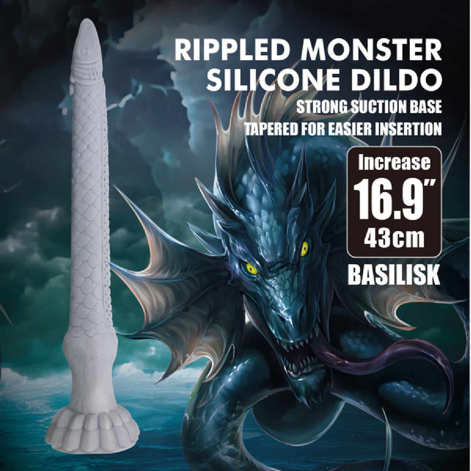 Basilisk Rippled Monster – 16.9 Inch Silicone Dildo > Dildos > Fantasy