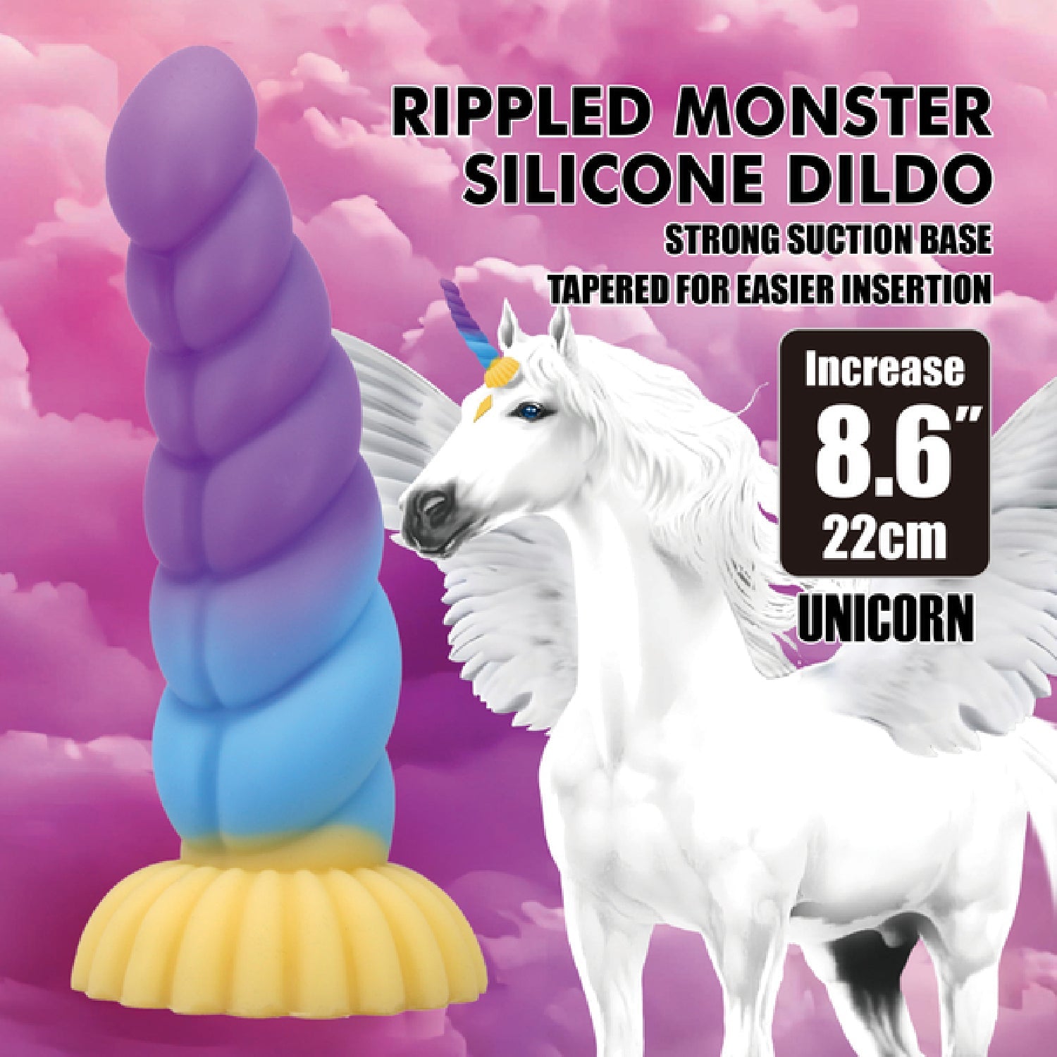 Unicorn Rippled Monster 8.6 Inch Silicone Dildo Secondary image