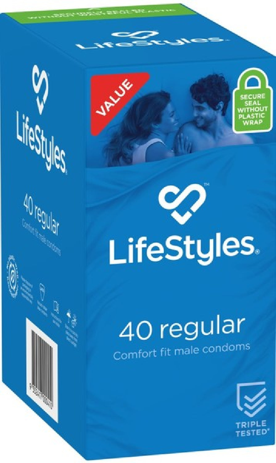 LifeStyles Regular Easy-Fit Smooth Lubricated 54mm Width Condom 40 Pack > Essentials > Condoms Main image