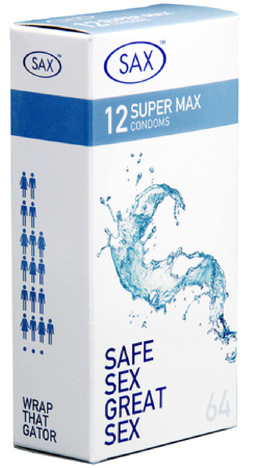 Sax Super Max Fit 12 Pack – 64mm Latex Condoms Pack of 12 One Size > Essentials > Condoms