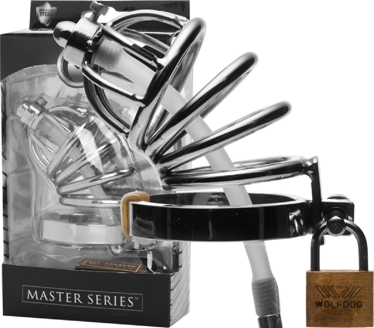 Stainless Steel Chastity Cage With Removable Silicone Urethral Plug – Penis Plug > Bondage Gear > Male Chastity Main image