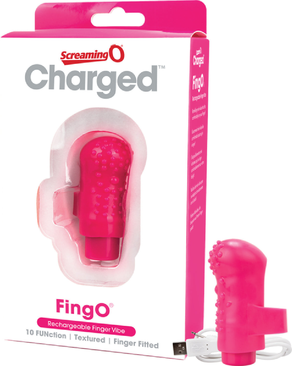 Charged Fing O Rechargeable Mini Finger Vibrator with Vooom Technology Silicone and ABS > Vibrators > Finger Vibrators