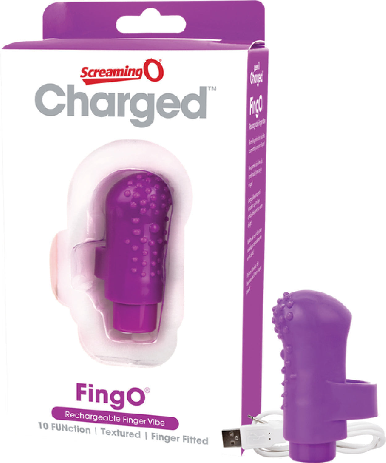 Charged Fing O Rechargeable Mini Finger Vibrator with Vooom Technology Silicone and ABS > Vibrators > Finger Vibrators