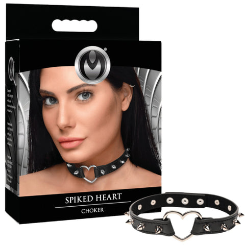 Spiked Heart Choker – Adjustable Spiked Collar Accessory > Bondage Gear > Collars & Leashes