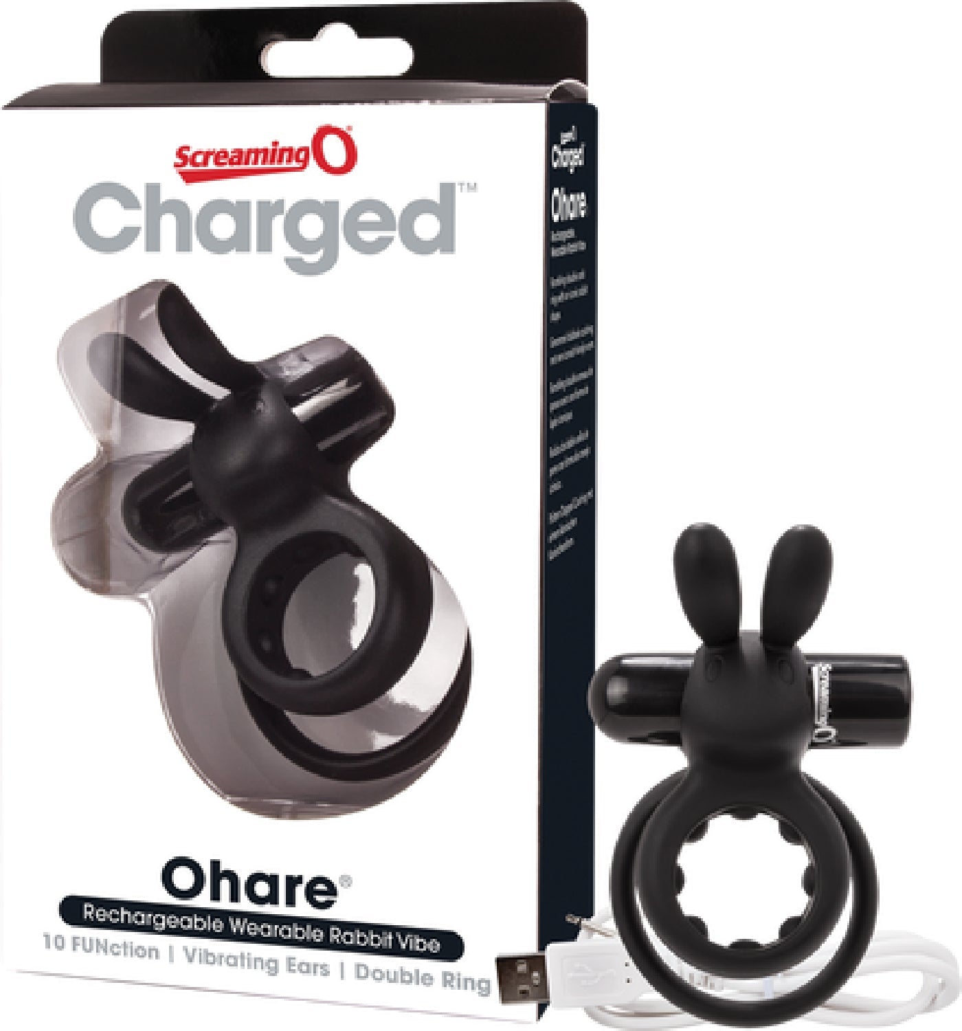 Charged Ohare – Rechargeable Double Cock Ring Rabbit Vibrator Secondary image