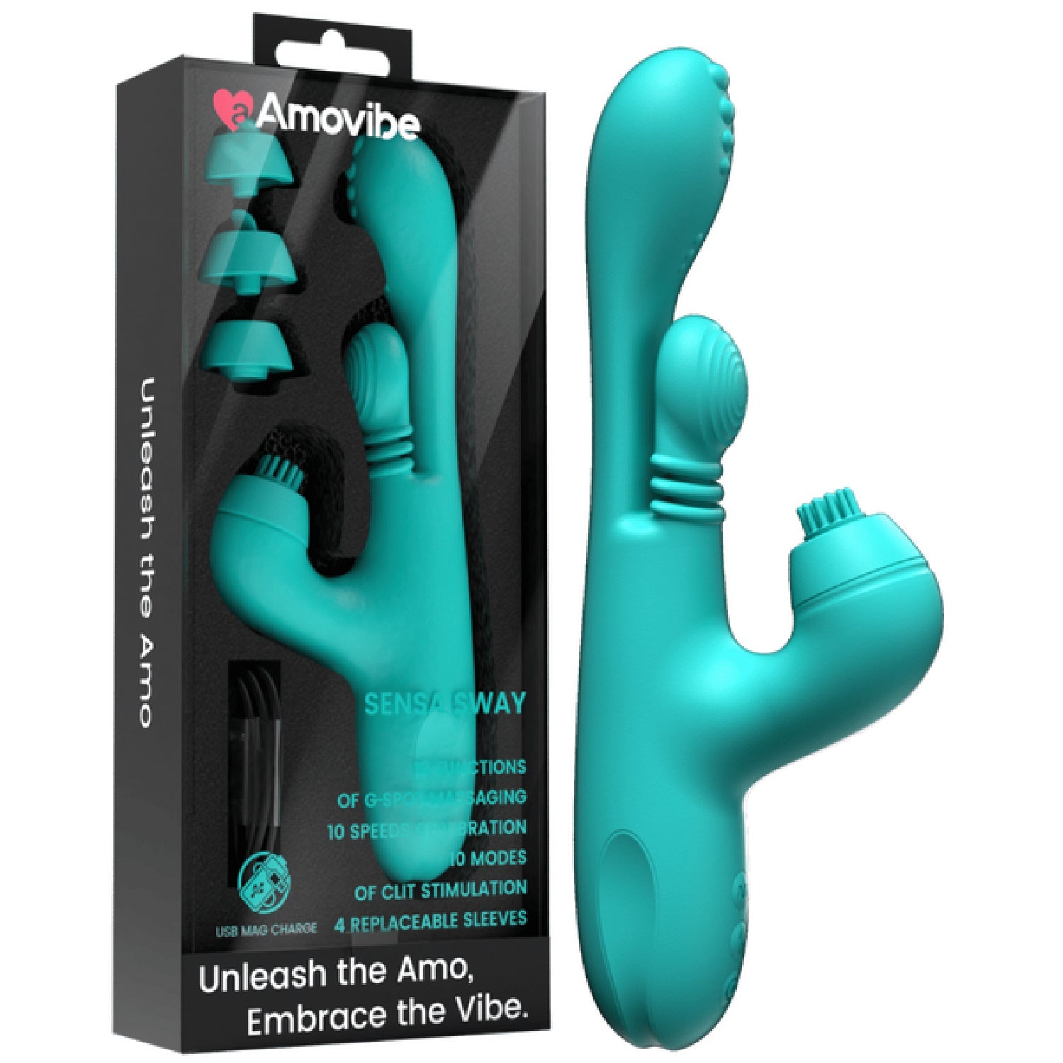 Sensa Sway – 10-Function G-Spot and Clitoral Vibrator with Replacement Sleeves > Vibrators > Ladies > Rabbit Multi