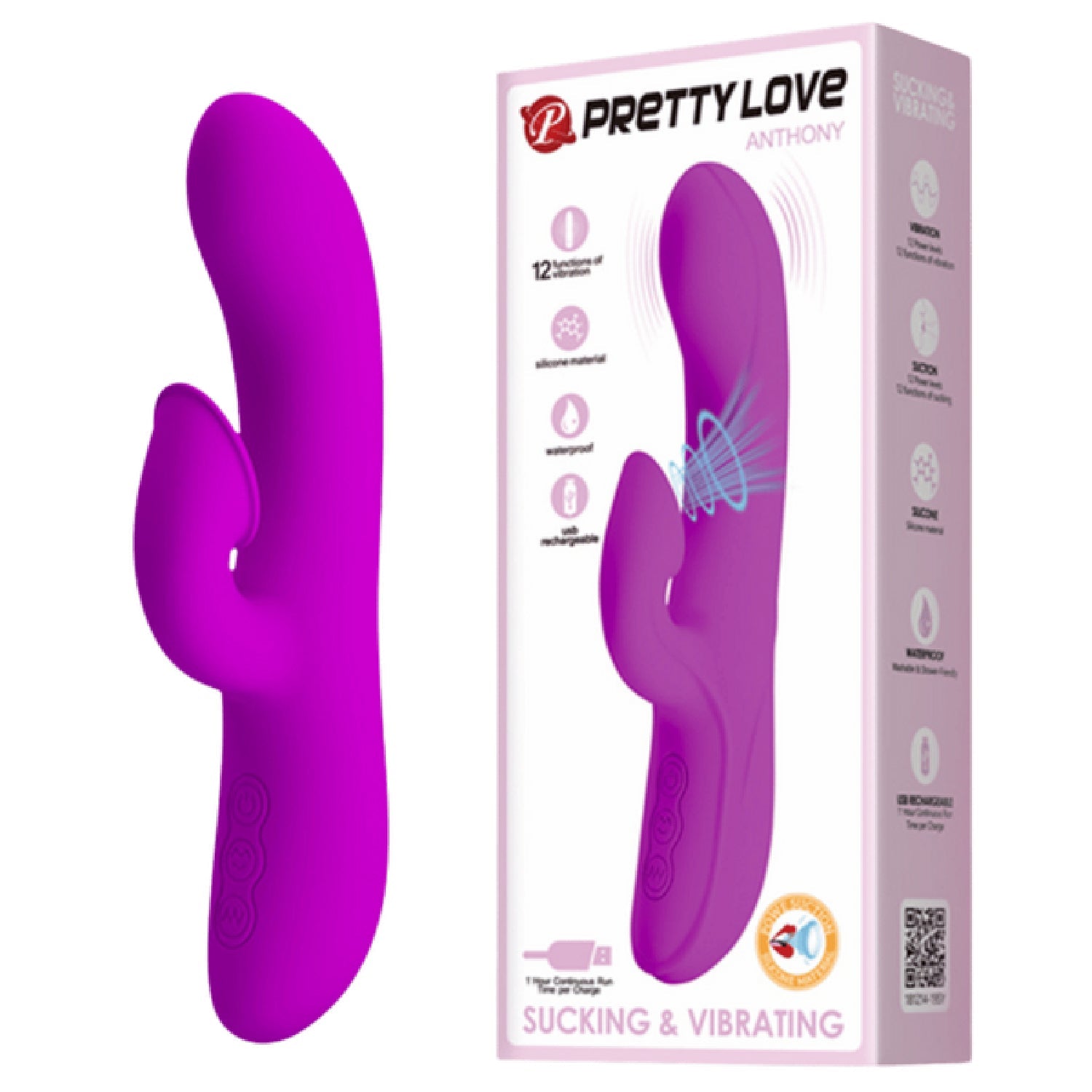 Rechargeable Anthony – Silicone Clit Suction Rabbit Vibrator With Curved Shaft And Thicker Tip > Vibrators > Ladies > Rabbit Multi
