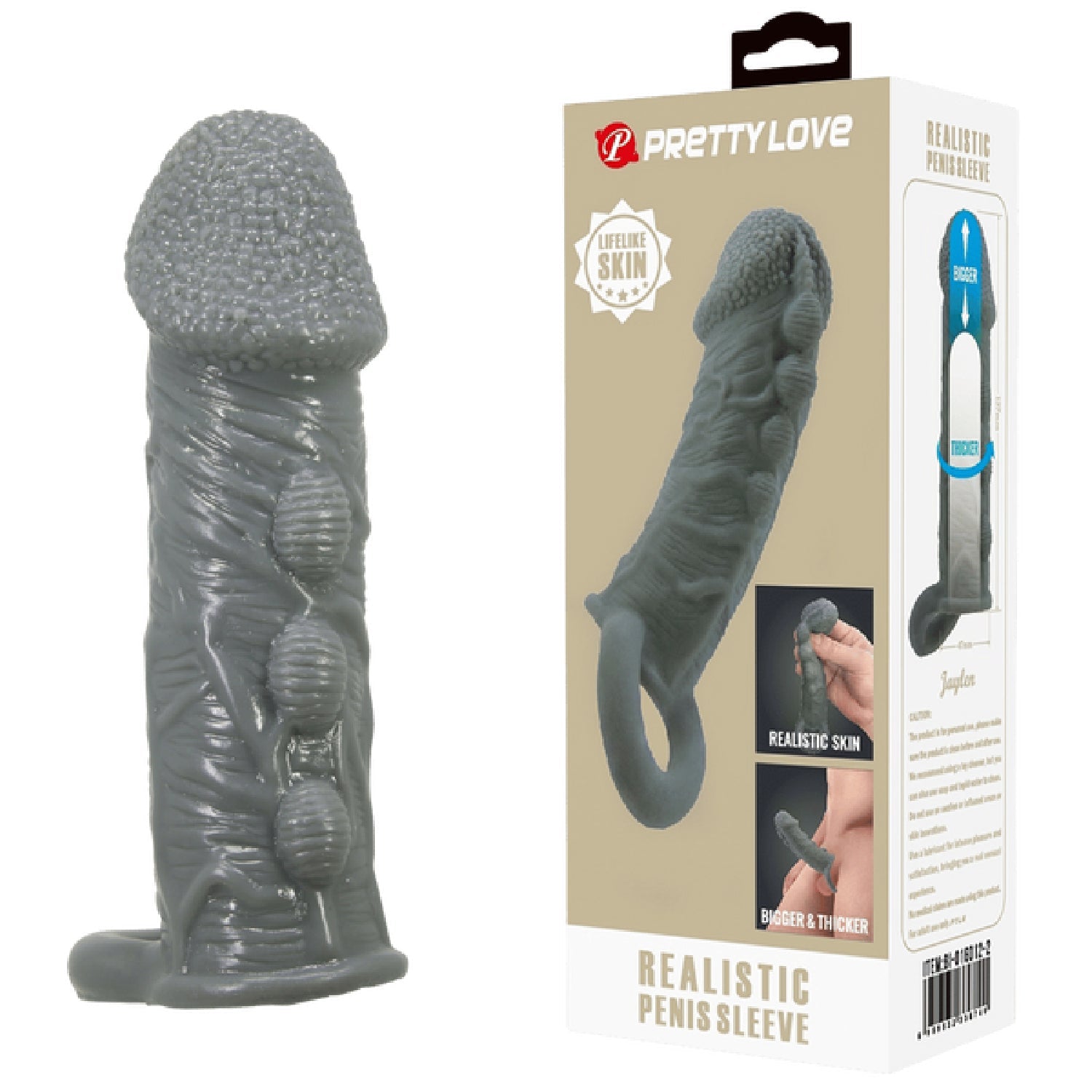 Realistic Penis Sleeve – Stretchy Thickening Penis Sleeve > Sex Toys For Men > Penis Sleeves Main image