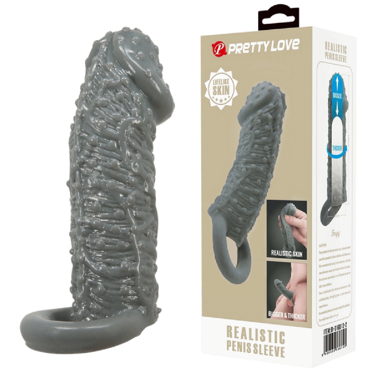 Realistic Penis Sleeve – Stretchy Thickening Penis Sleeve > Sex Toys For Men > Penis Sleeves Main image