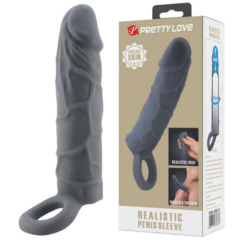 Realistic Spearhead Veiny Penis Sleeve – Enlargement Sleeve with Strap > Sex Toys For Men > Penis Sleeves