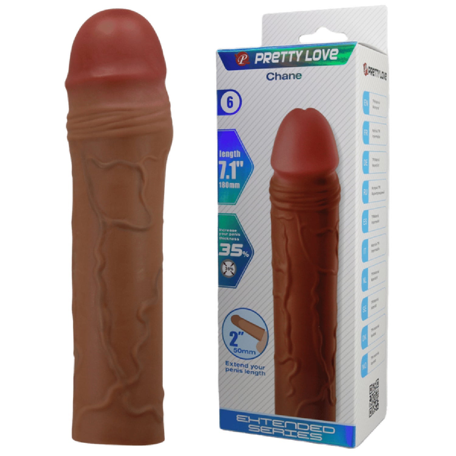Chane 7.1 Inch Penis Extender Sleeve – Ultra Realistic Textured Sleeve > Sex Toys For Men > Penis Sleeves