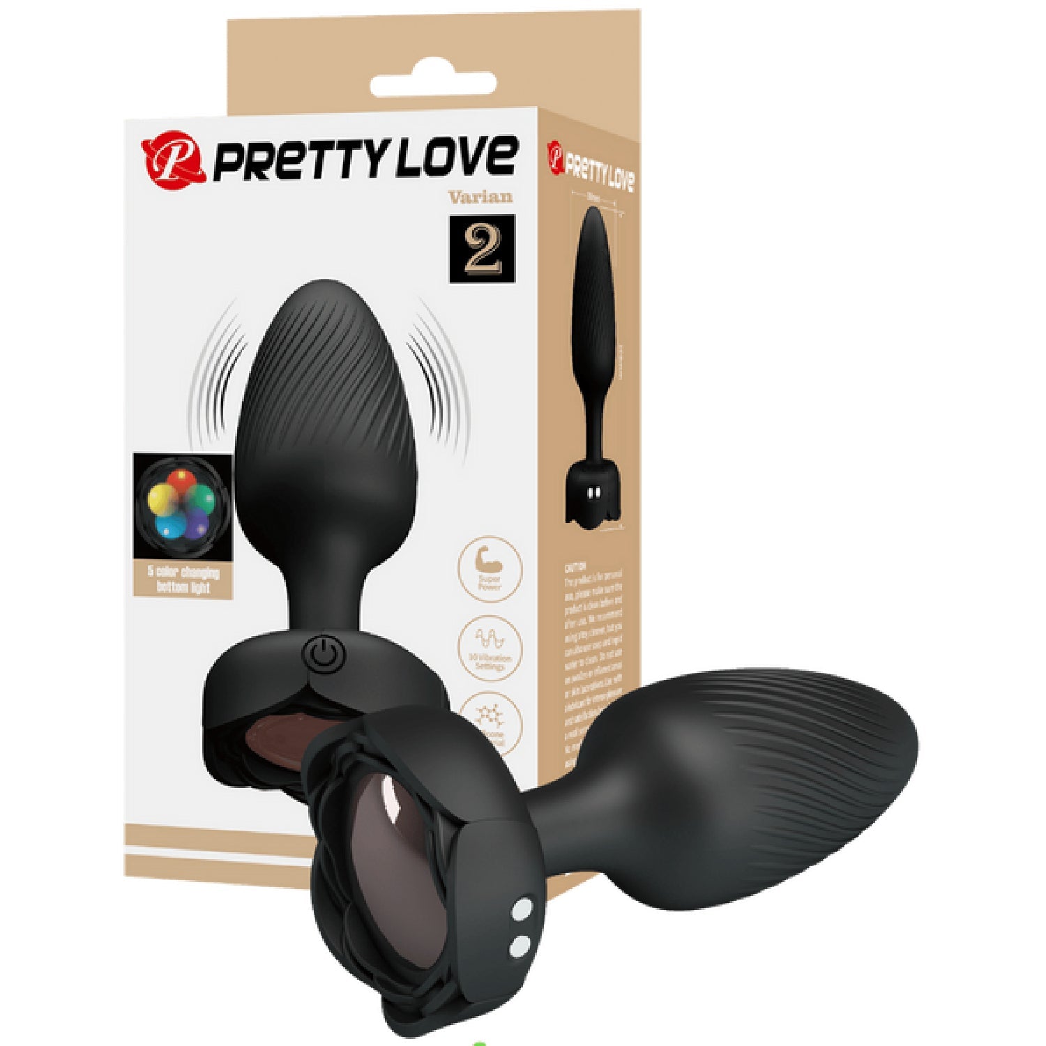 Varian Light-Up Rechargeable Butt Plug – LED Flashing Silicone Butt Plug Secondary image