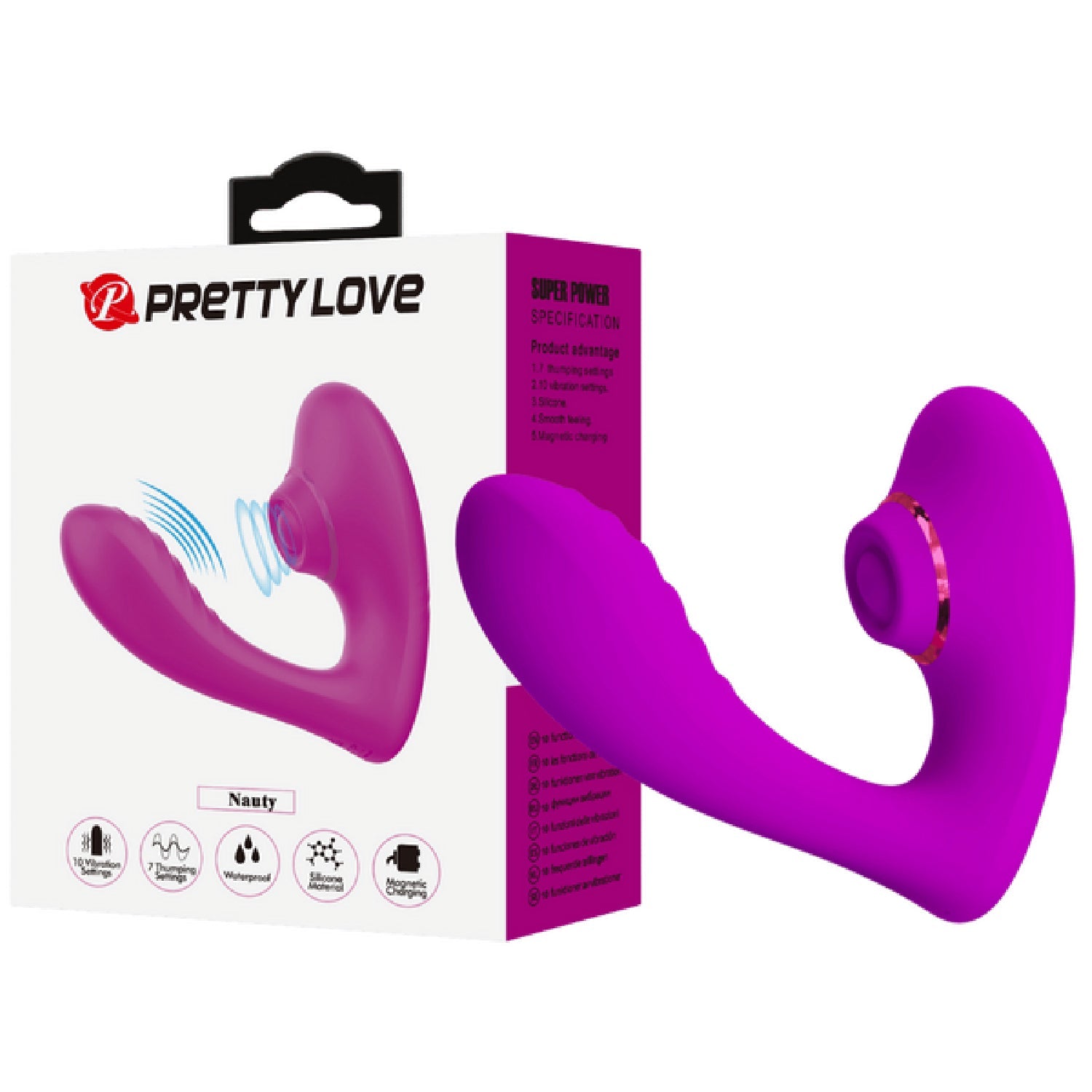 PrettyLove Rechargeable Nauty – Waterproof Clitoral Stimulator with 10 Vibration and 7 Thumping Settings > Vibrators > Ladies > Clitoral Vibrators and Stimulators