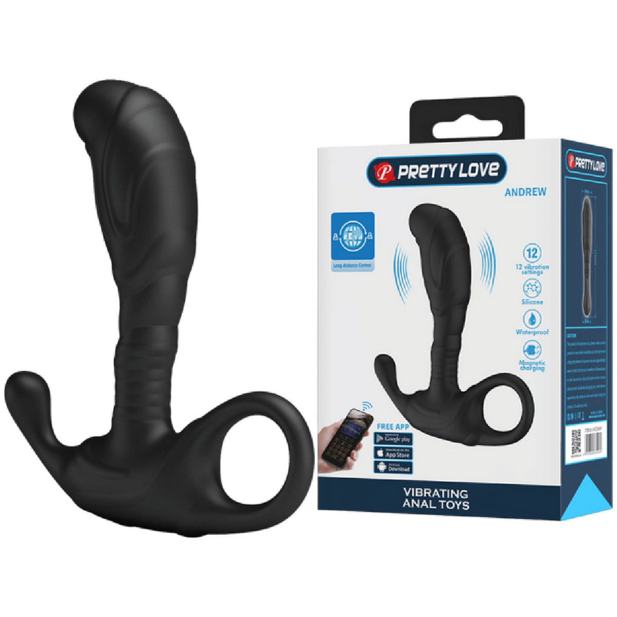 Andrew Prostate Probe – App-Controlled, 12-Mode, Wearable With Retrieval Tail Prostate Vibrator > Anal Range > Prostate Plugs