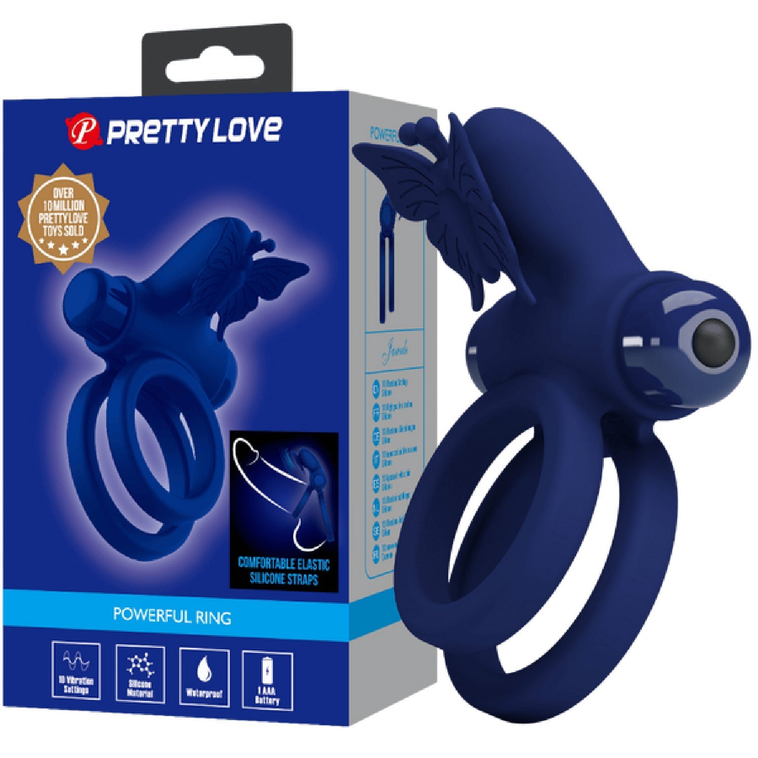 Pretty Love 10 Function – Soft Silicone Vibrating Butterfly Cock Ring > Sex Toys > Couples Toys Main image