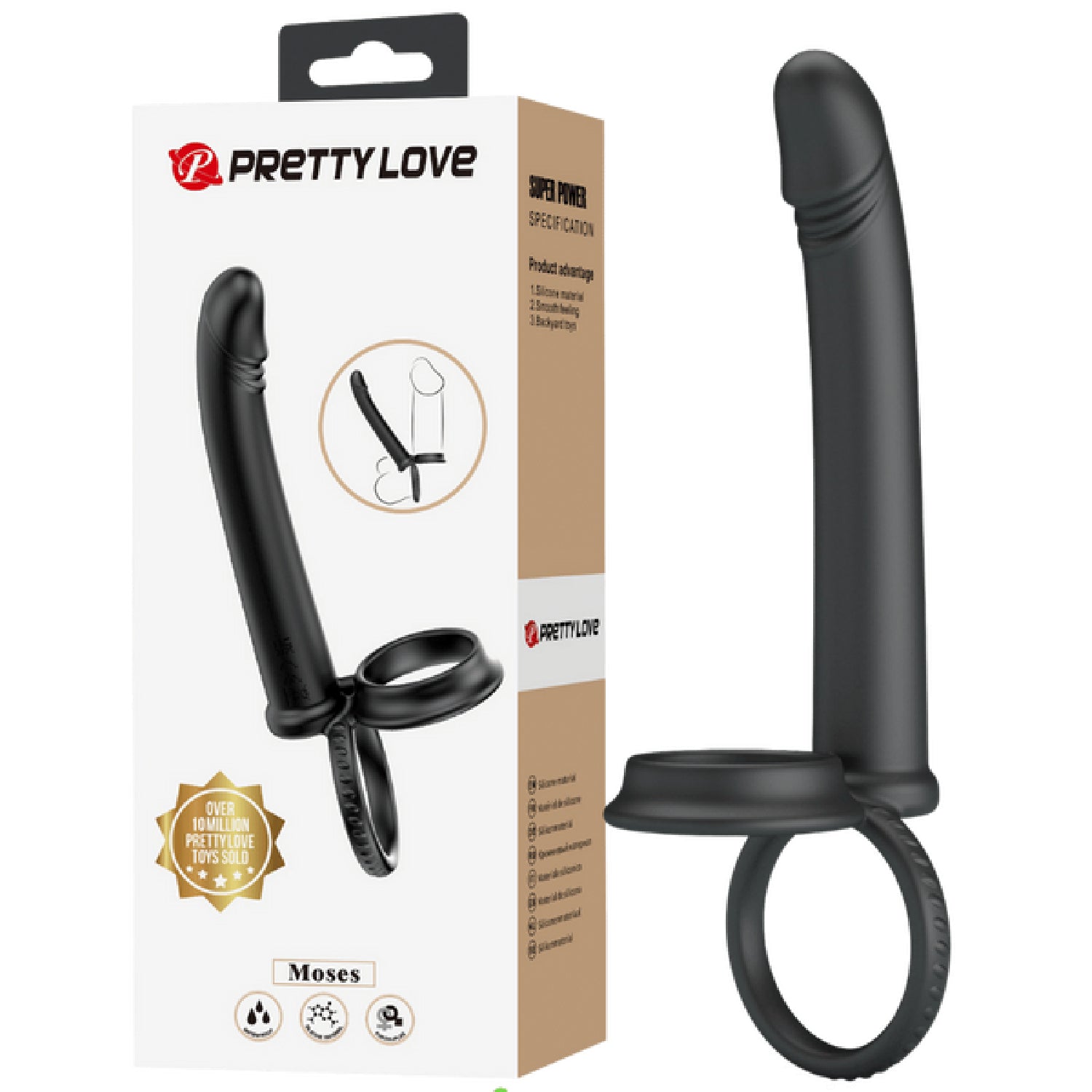 Moses Anal Probe – Silicone Dual Ring Cock and Ball Ring Dildo Secondary image