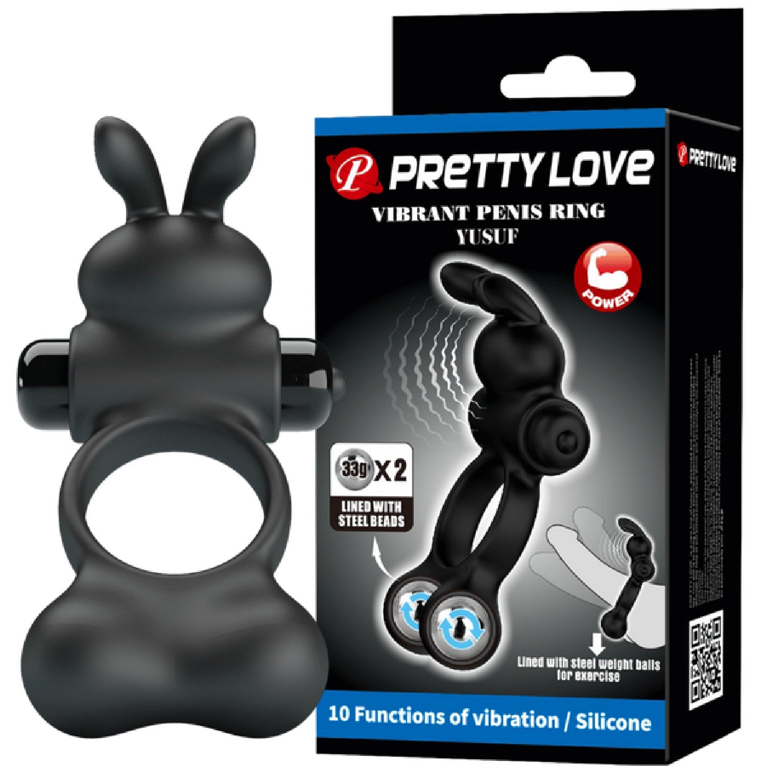 Yusuf Vibrating Cockring with Steel Balls – Waterproof Silicone Cock Ring > Sex Toys > Couples Toys Main image